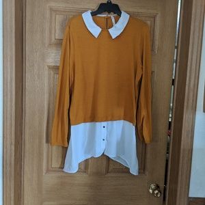 Mustard yellow NY Collection collared sweater